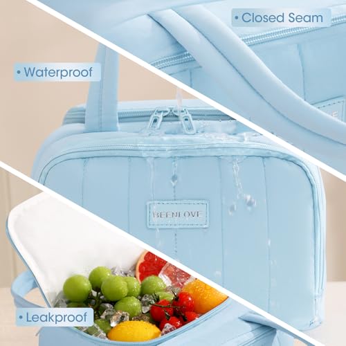 Lunch Bag for Women 7L Insulated Soft Leakproof Lunch Cooler Reusable Lunch Box for Meal Picnic Travel Work Beach Blue - color: Blue