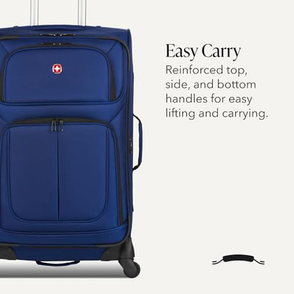 SWISSGEAR Sion Softside Expandable Spinner Luggage Durable Lightweight Travel Suitcase, Blue, Checked-Medium - color: Blue, size: Checked-Medium
