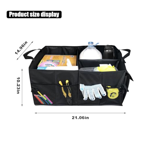 GLSOWEE Trunk Organizer for Car - Collapsible Car Storage Organizer with 3 Compartments - Foldable Car Trunk Organizer for SUVs & Sedans - Waterproof Storage Container Box Car Organizer (1PCS)