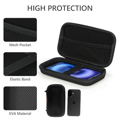 Portable Protection Hard EVA Case for External Battery, Cell Phone, GPS, Hard Drive, USB/Charging Cable, Small Carrying Bag Mesh Inner Pocket, Zipper Enclosure, Universal Travel Pouch Bag - color: Black