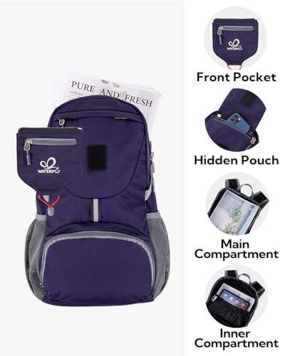 WATERFLY Small Lightweight Packable Backpack: 20l Ultra Light Foldable Travel Hiking Camping Daypack Day Pack for Man Woman - color: New-dark Blue