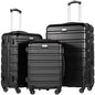 Coolife Luggage 3 Piece Set, Lightweight Durable Hardshell Suitcase set with 360° Spinner Wheels, TSA-approved Lock, Checked Family Travel Luggage sets, 20/24/28 Inch, Black - color: Black, size: 20in24in28in
