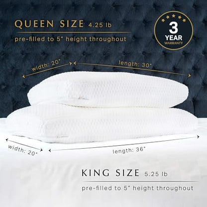 Aricove Bed Pillow for Sleeping, Side Sleeper Pillow for Adults, King Size, Adjustable Firm Memory Foam & Soft Microfiber Fill, Neck and Shoulder Support - size: King Size 20"x36"
