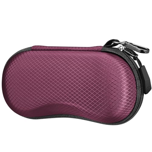 FINTIE Sunglasses Case, Hard EVA Shell Shockproof Sport Glasses Case with Metal Carabiner Travel Zipper Eyeglasses Holder - color: Dark Purple