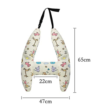 SIQITECHNO Car Travel Pillow H-Shape Seat Pillow Kids Adults Soft Neck Pillow Breathable Head and Body Support Pillow Car Aircraft Sleeping Cushion for Long Journey Road Trip Travel Accessories - color: Cartoon Animals