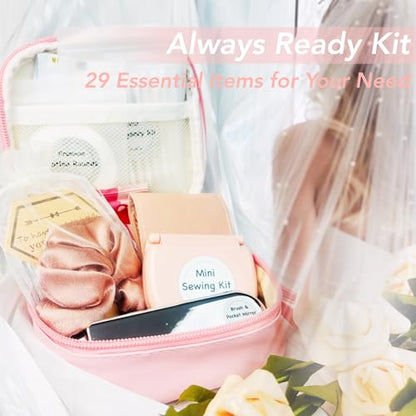 Women's Emergency Kit for Weddings 29 Essential Items for Brides Daily Use All in One Travel Kit Personal Care Survival Set for Team Bride - style: Princess Pink