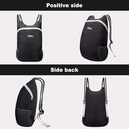 Ultra Lightweight Packable Water Resistant Backpack for Travel Camping Outdoor Hiking Daypack - color: Black