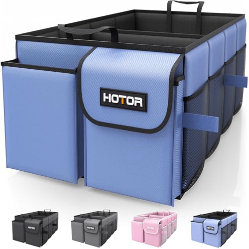 HOTOR Trunk Organizer for Car - Car Organizer, Foldable Trunk organizer for SUVs & Sedans, Sturdy Organization for Car Accessories, Tools, Sundries, Blue, 2 Compartments, 23.6"×14.2"×10.6" - color: Blue, size: Large (2 Compartments)