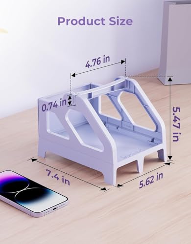 MUNBYN Label Holder for Rolls and Fan-Fold Labels, Thermal Sticker Roll Holder for Desktop Thermal Printer Shipping Supplies Industrial Paper, Purple - color: Purple