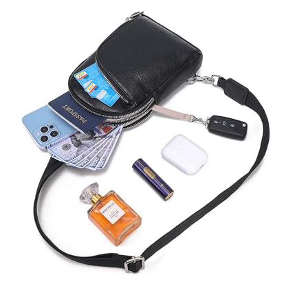 INICAT RFID Blocking Sling Bag, Anti Theft Crossbody Bag for Women Compact Travel Purses Leather - color: Dark Blackish