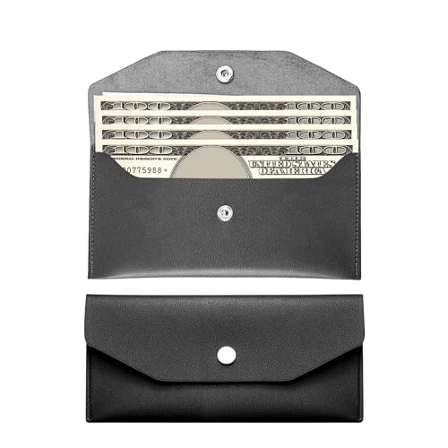Pu Leather Cash Envelope Wallet - Reusable Cash Stuffing Wallet for Men and Women -Black - color: black