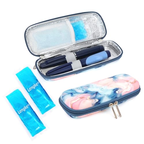 YOUSHARES Portable Insulin Cooler Travel Case - TSA Approved Diabetic Medication Cooling Bag, EVA Insulated Organizer for Epi Pens, Refrigerated Diabetes Supplies Carrying Storage Kit with 2 Ice Pack - color: Z_pink