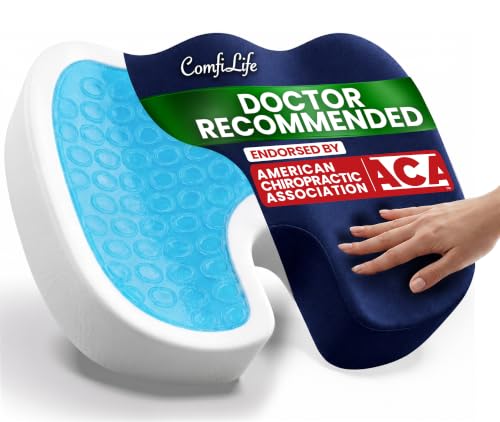 ComfiLife Gel Enhanced Seat Cushion – Office Chair Cushion – Non-Slip Gel & Memory Foam Coccyx Cushion for Tailbone Pain - Desk Chair Car Seat Cushion Driving - Sciatica & Back Pain Relief (Navy) - color: Navy Blue, size: Large