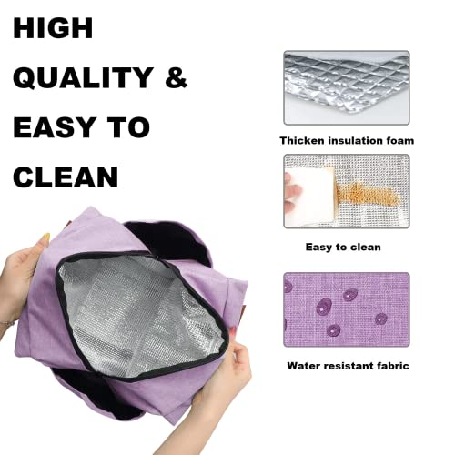 Joymee Lunch Bag Women, Reusable Leakproof Insulated Lunch Box- Purple | Large Capacity, Bottle Holder & Side Pockets, Leakproof Insulated Design, for Work, Travel, Picnic, for Adult - color: 04 Purple