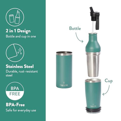 Tumbler, Stainless Steel 2-in-1 Travel Coffee Mug & Water Bottle, Leak Proof Insulated Cup for Hot & Cold Drinks, BPA Free, Fits Most Cup Holders (Peacock Green) - color: Peacock Green