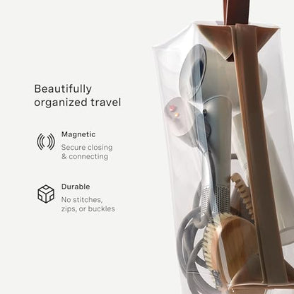 Cadence Parcel - Clear Kit with Magnetic Closure - Durable and Leak-Resistant Travel Toiletry Kit - Extra Large Chestnut Parcel - color: Chestnut, size: Extra Large