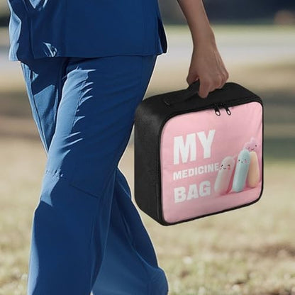 First Aid Kit Bag Empty Pink Color-Coded Emergency Medical Pouch for Hospitals Schools and Home Use Constructed with Tear-Resistant Fabric - color: Pink Cartoon
