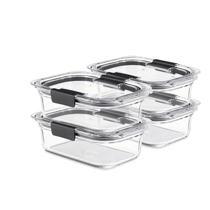 Rubbermaid Brilliance Glass Food Storage Containers, 3.2 Cup, Set of 4, BPA-Free, Leak-Proof, Clear - size: 3.2 Cup (8-Piece)
