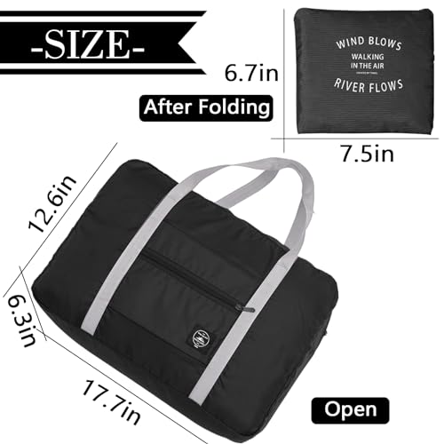 Travel Bag Carry on Luggage Foldable Duffel Bag Sports Gym Bag Weekender Overnight Bag Water Resistant Nylon Travel Duffel for Men Women (Black 24PCS) - color: Black 24