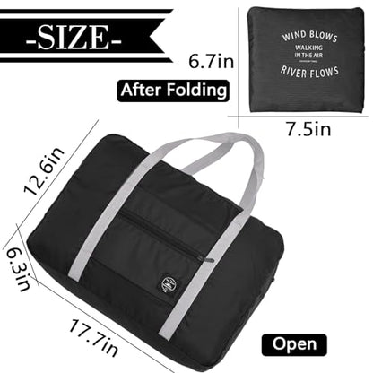 Travel Bag Carry on Luggage Foldable Duffel Bag Sports Gym Bag Weekender Overnight Bag Water Resistant Nylon Travel Duffel for Men Women (Black 24PCS) - color: Black 24