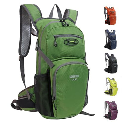 Hiking Daypack Waterproof Biking Backpack 15L Lightweight Durable Backpack for Ski Snowboarding Running MTB Cycling - color: Olive