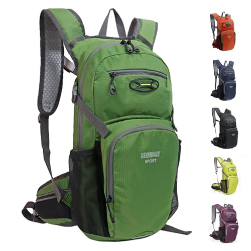 Hiking Daypack Waterproof Biking Backpack 15L Lightweight Durable Backpack for Ski Snowboarding Running MTB Cycling - color: Olive