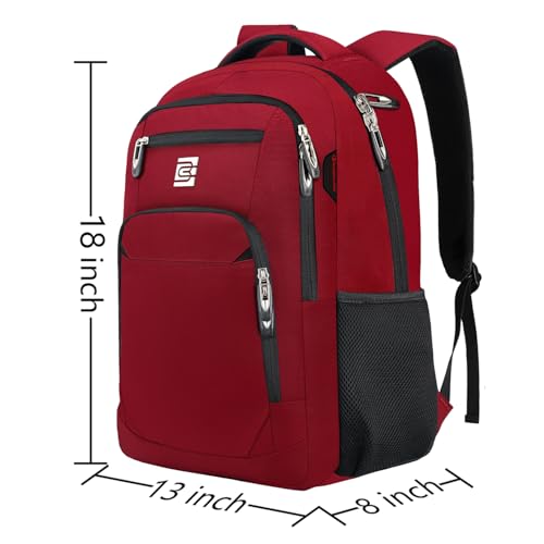 Volher Laptop Backpack,Business Travel Anti Theft Slim Durable Laptops Backpack,Water Resistant College Computer Bag for Women & Men Fits 15.6 Inch Laptop and Notebook-Red - color: Red, size: 15.6 Inch, style: Laptop