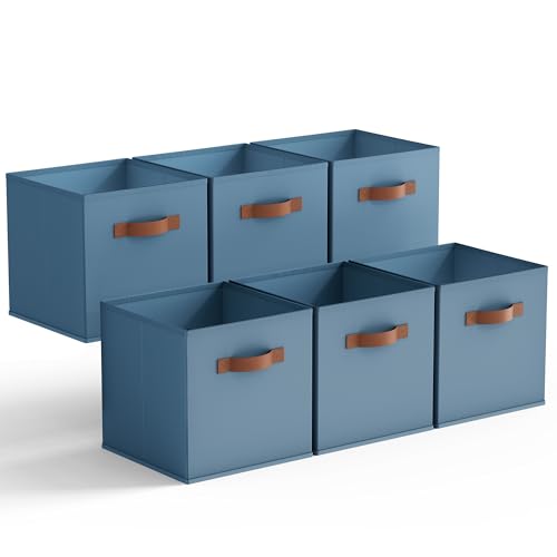 GRANNY SAYS Cube Storage Bins, 11 Inch Storage Cube Organizer, Collapsible Fabric Storage Cubes with PU Handles, Decorative Cube Storage Organizer for Shelves, Closet, Light Blue, 6-Pack - color: Dusty Blue, size: 11 Inch-6 Pack
