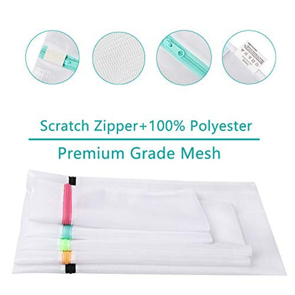 BAGAIL Laundry Bags Mesh Wash Bag for Intimates Lingerie and Delicates,7Pcs(1XL,2L,2M,2 Bra Bags) (Pack of 2) - color: Pearl White-Fine Mesh, size: 1XL,2L,2M,2 Bra Bags (Pack of 2)
