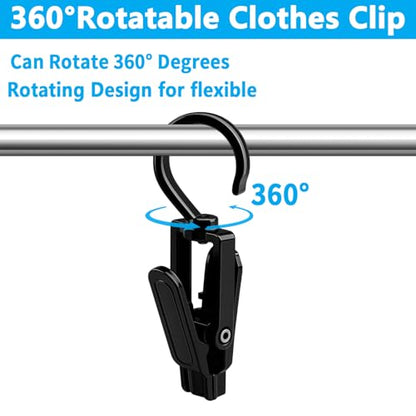 VinBee 20 PCS Laundry Hooks with Clips Super Strong Plastic Home Travel Swivel Hanging Hanger Closet Organizer Clamps Socks Boot Bras Towels for Bathroom Wardrobe Kitchen - 4.3 Inches (Black+White) - color: Black + White