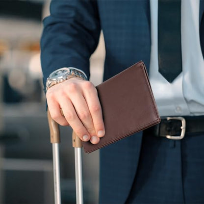 Polare Luxury RFID Blocking Leather Passport Holder Travel Wallet For Men and Women (Coffee) - color: Coffee