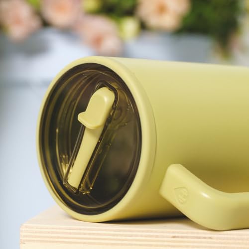 HydroJug Traveler - 32 oz Water Bottle with Handle & Flip Straw - Fits in Cup Holder, Leak Resistant Tumbler-Reusable Insulated Stainless Steel & Rubber Base - Gifts for Women & Men, Olive - color: Olive, size: 32oz