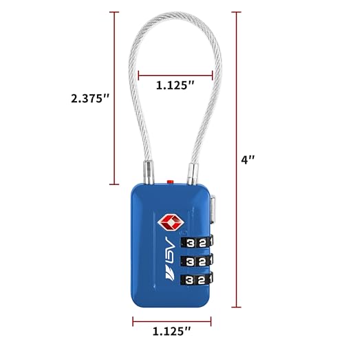 TSA Accpeted Luggage Travel Lock, Set-Your-Own Combination Lock for School Gym Locker, Luggage Suitcase Baggage Locks, Filing Cabinets, Toolbox, Case (Blue, 4 Pack) - color: Blue, size: 4 Pack