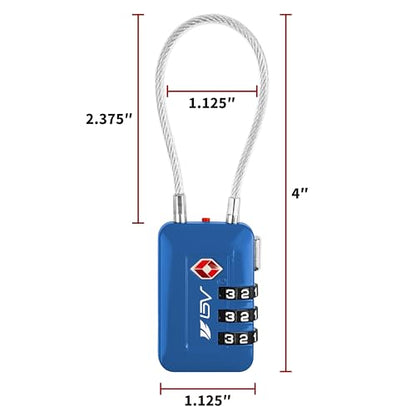 TSA Accpeted Luggage Travel Lock, Set-Your-Own Combination Lock for School Gym Locker, Luggage Suitcase Baggage Locks, Filing Cabinets, Toolbox, Case (Blue, 4 Pack) - color: Blue, size: 4 Pack