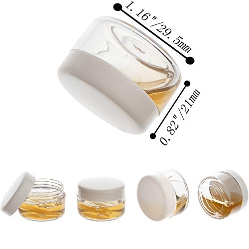 5 Gram Sample Containers with Lids, Mini Makeup Containers, Empty Plastic Travel Cosmetic Containers with Labels(25 Count, White Lid) - color: White