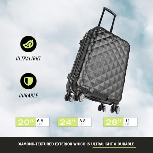 Kenneth Cole REACTION Diamond Tower Collection Lightweight Hardside Expandable 8-Wheel Spinner Travel Luggage, Deep Teal, 2-Piece Set (20" & 28") - color: Deep Teal, size: 2-Piece Set (20" & 28")