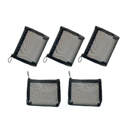 patu Widened Mini Zipper Mesh Bags, Size S, 5" x 4" x 2", 5 Pieces, Beauty Makeup Lipstick Cosmetic Accessories Organizer, Small Travel Kit Storage Pouch, Black - size: S, Widened (5" x 4" x 2", 5 pcs)