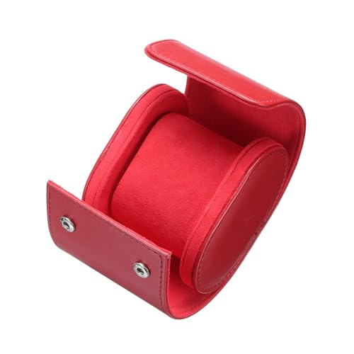 uxcell Leather Watch Travel Case Single Watch Roll Storage Box Organizer for Men Women Watch Holding Storaging Displaying, 1 Slot, Red - color: Red, size: 10x7.5x7 cm