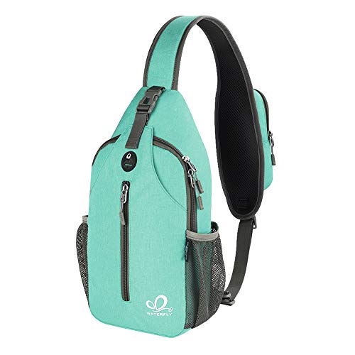 WATERFLY Crossbody Sling Backpack Sling Bag Travel Hiking Chest Bag Daypack - color: N - Mint Green