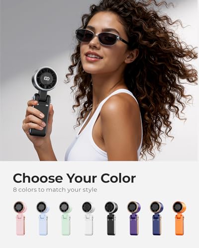 Portable Handheld Turbo Fan - 5 Gear High Speed 4000mAh Rechargeable Mini Personal Hand Fan Blow Cold Air, Battery Operated Travel Essentials, Beach Vacation, Gifts for Women, Men (Black) - color: Black