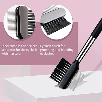 MSQ Eyebrow Brush and Comb Eyelash Brush Eyelash Separator Eye Brow Comb & Spoolie Brush Professional Mascara Brushes Eyebrow Eyelash Grooming Brush Eye Makeup Tools Set (3 PCS) - size: 3 PCS