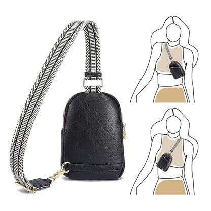 INICAT RFID Blocking Sling Bag, Anti Theft Crossbody Bag for Women Compact Travel Purses Leather - color: Black Antitheft