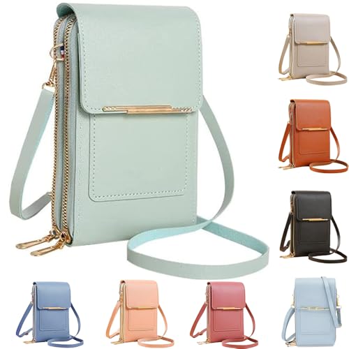 Anti-Theft Leather Bag,Small Crossbody Cell Phone Purse Wallet for Women,RFID Block Phone Purse Crossbody with Shoulder Strap - color: Green