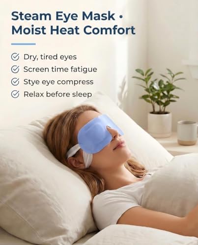 10 Packs Self Heating Steam Eye Mask: Warm Eye Compress for Dry Eyes, Stye Eye Treatment - Disposable Moist Heated Sleep Mask for Tired Eyes & Headache Relief - Ideal for Travel & Spa Gift(Unscented) - color: Blue -10 PCS
