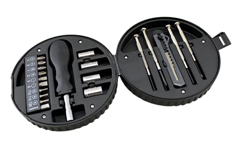 20-Piece Mini Tool Kit in Tire-Shaped Case – Compact DIY Repair Set with Screwdriver Bits, Sockets, Utility Blade & Precision Tools for Home, Car, Office, Travel – Portable Giftable Tool Set