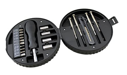 20-Piece Mini Tool Kit in Tire-Shaped Case – Compact DIY Repair Set with Screwdriver Bits, Sockets, Utility Blade & Precision Tools for Home, Car, Office, Travel – Portable Giftable Tool Set