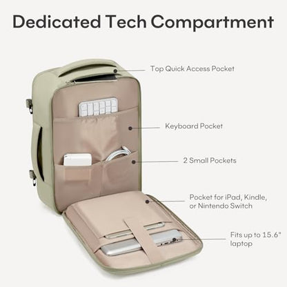 mibasies 30L Travel Backpack for Women & Men: Flight Approved Carry On Backpack, TSA Personal Item Bag with Water Bottle Pocket, Weekender Essentials Backpacks fits 15.6" Laptop - Green White - color: Green White, size: Large