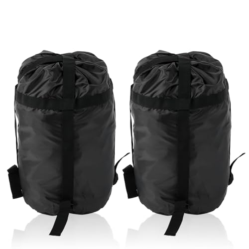 Compression Stuff Sack, 2PCS Compression Sack for Sleeping Bag, Nylon Sleeping Bag Stuff for Camping Hiking Backpacking Travel