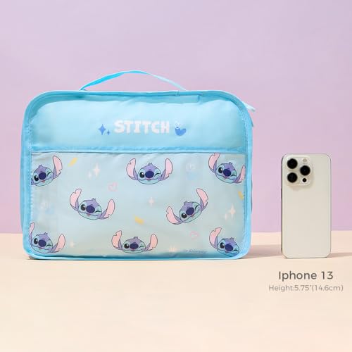 MINISO Disney Stitch Compression Packing Cubes for Travel, 2 Pack Lightweight Suitcase Organizer Bags Set Carry On Luggage, Waterproof Space Saver Storage Bags for Organizing Clothes Travel Essentials