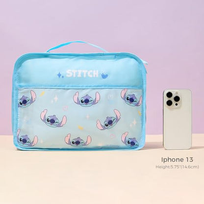 MINISO Disney Stitch Compression Packing Cubes for Travel, 2 Pack Lightweight Suitcase Organizer Bags Set Carry On Luggage, Waterproof Space Saver Storage Bags for Organizing Clothes Travel Essentials